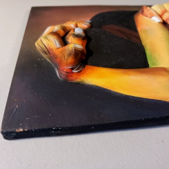 Tile Sculpture Ceramic Pottery Los Amantes Oswaldo Guayasamin Ecuador 3D Modern - Picture 8 of 13